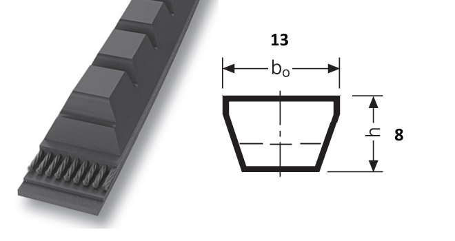 Клиновой ремень с фасонным зубом AX/13 - 1250 Lp