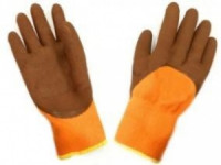 Перчатки обливные утепленные оранжевые с коричневым