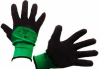 Перчатки нейлоновые с вспененным латексным покрытием зеленые с черным