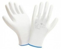 Перчатки нейлоновые белые с белым полиуретановым покрытием