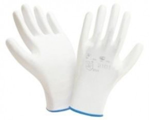 Перчатки нейлоновые белые с белым полиуретановым покрытием